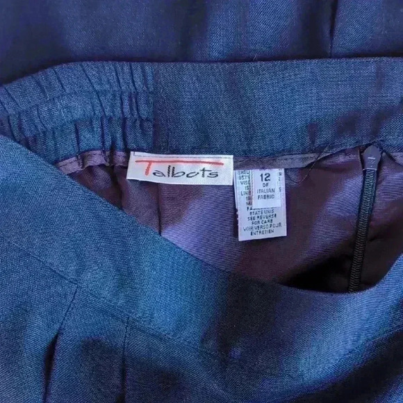 Talbots Blue Pleated A-Line Midi Skirt - Picture 2 of 7